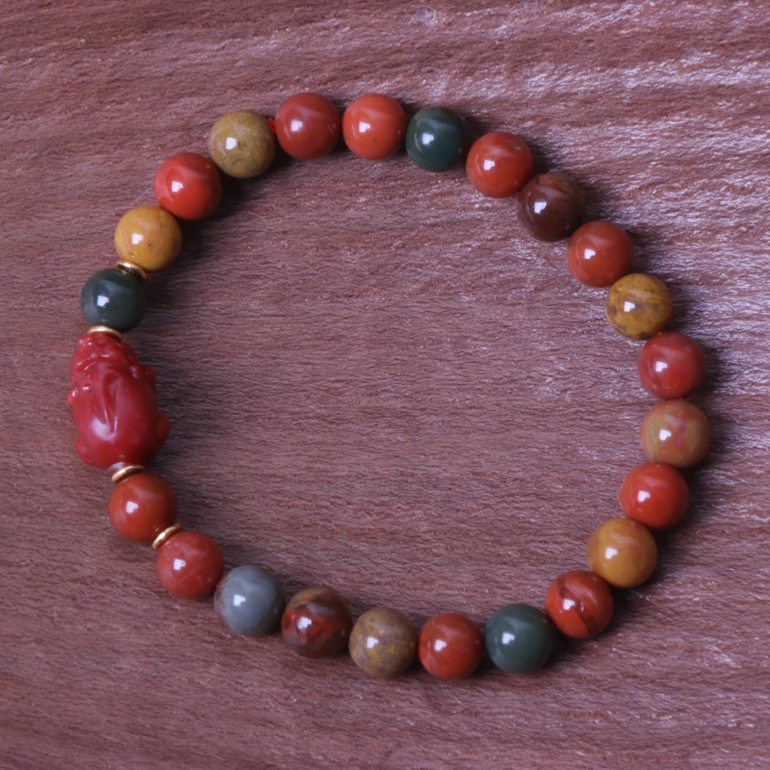 精美南红玛瑙7mm圆珠手串DIY貔貅配饰一条Y073