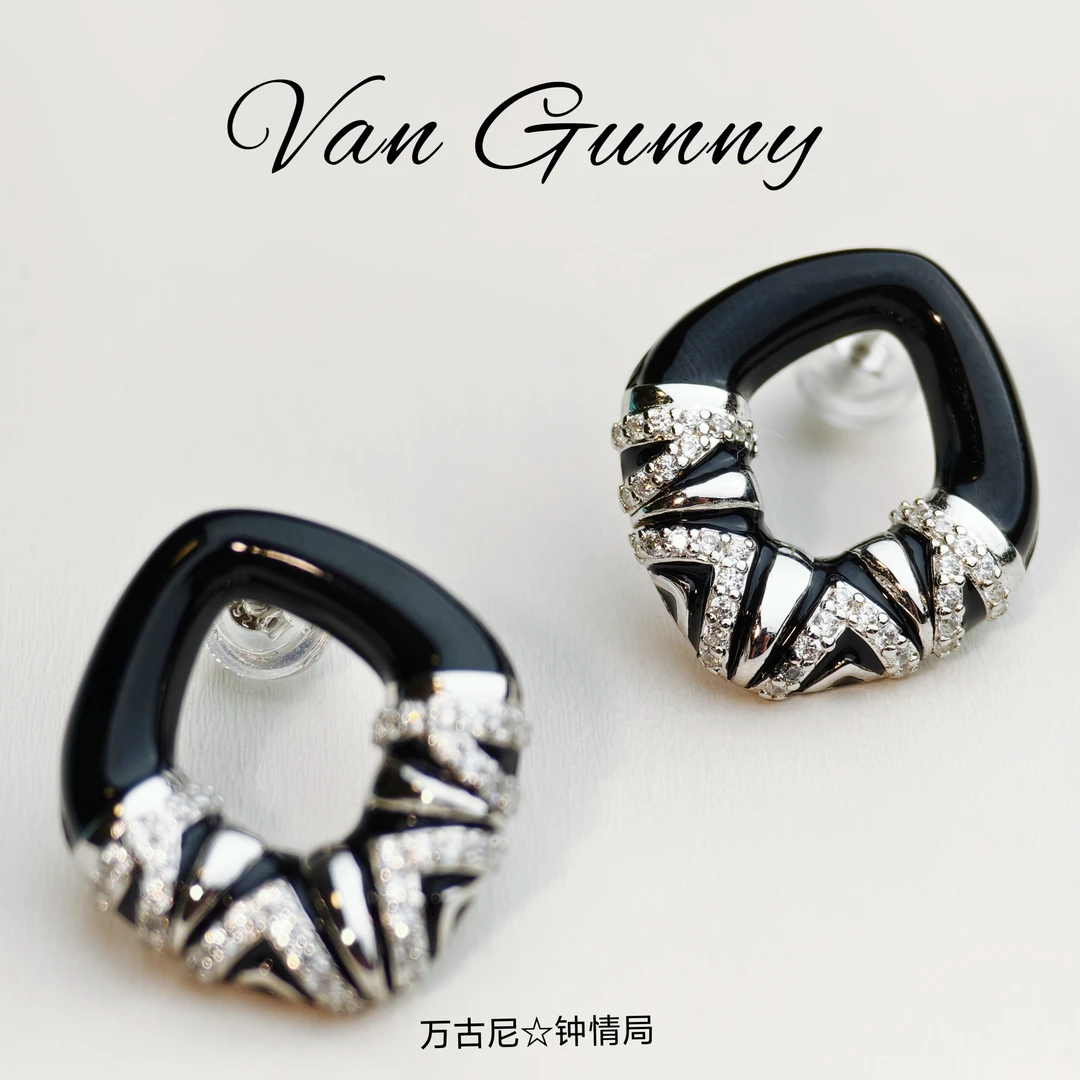 925银耳饰 【斑马】菱形耳环精工立体时尚大气耳饰E6087