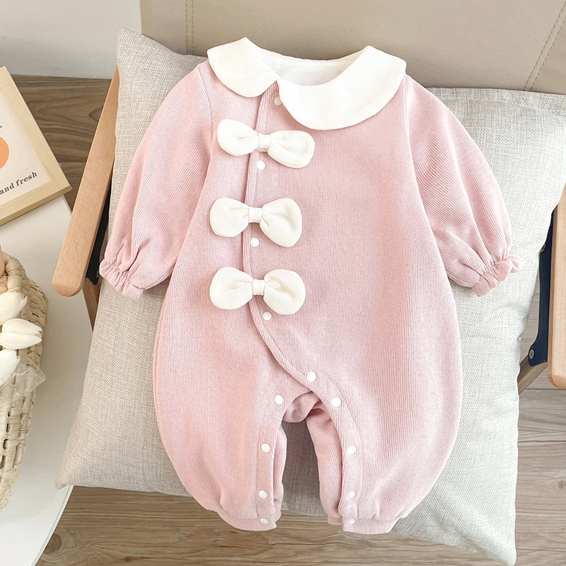 婴儿衣服秋季连体衣长袖薄款新生儿女宝宝满月百天外出爬服哈衣