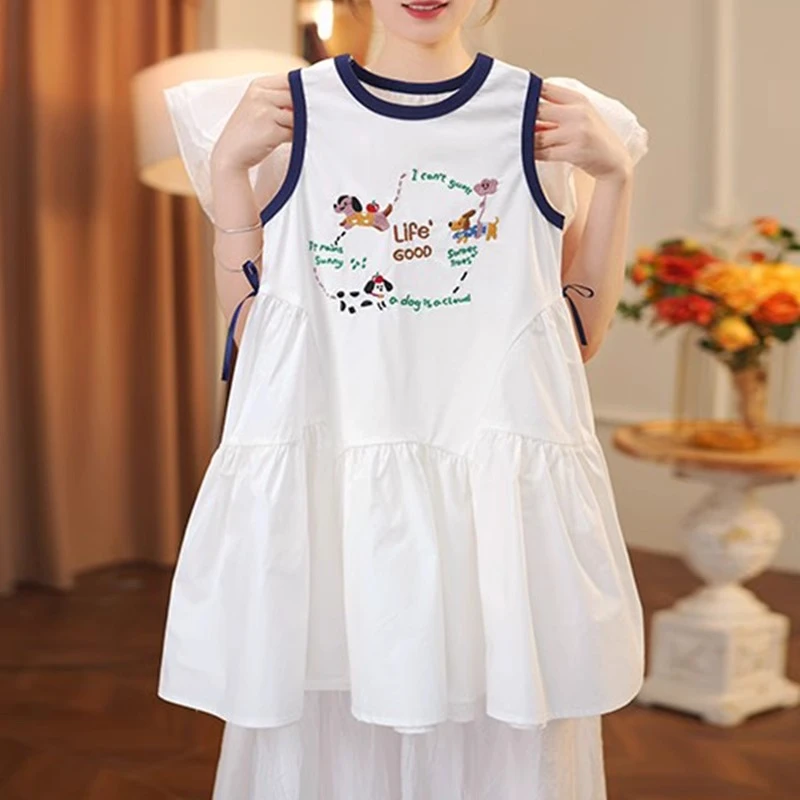 女童背心连衣裙夏季2025新款儿童卡通印花裙子夏装女孩棉布裙洋气