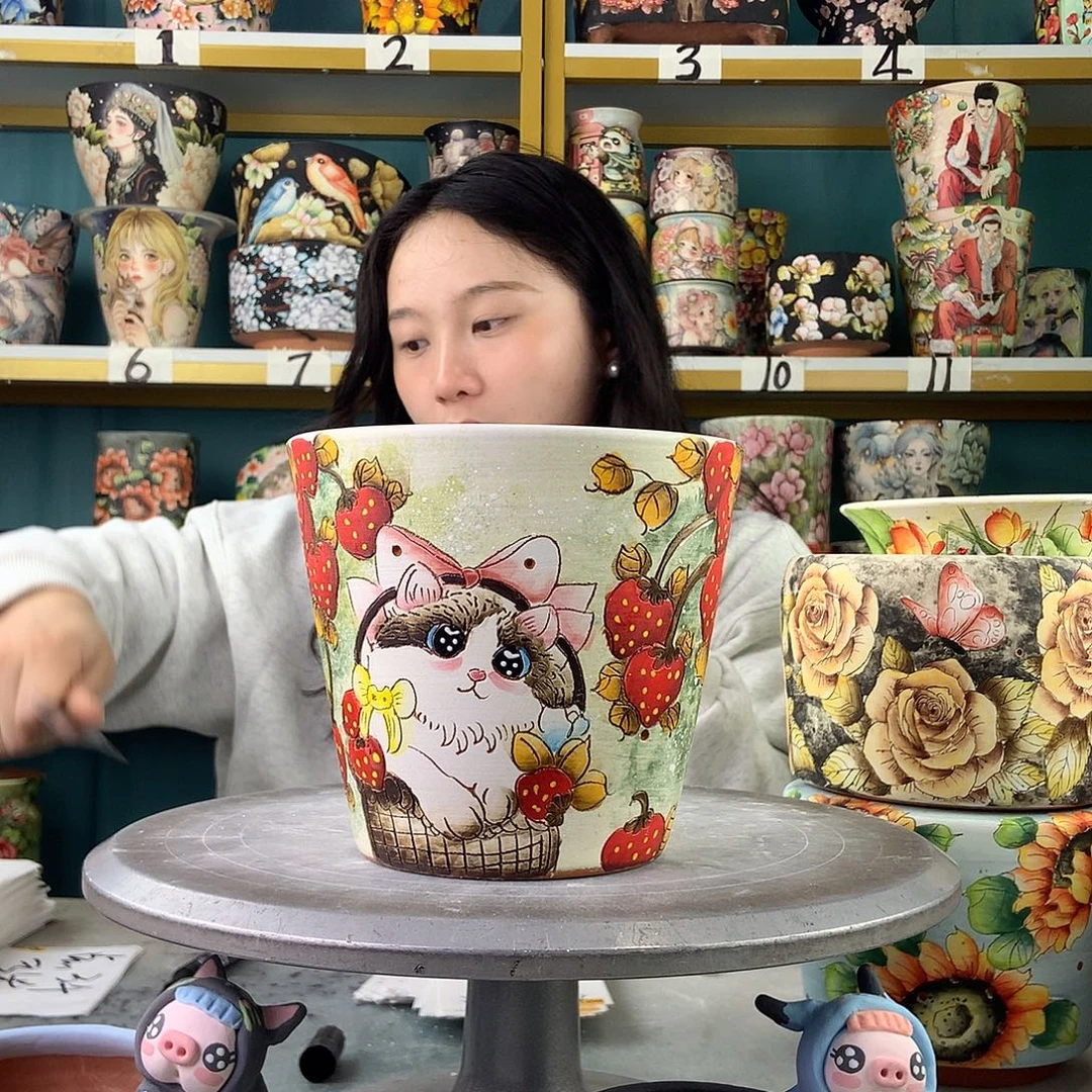 陶景德镇手工花盆18