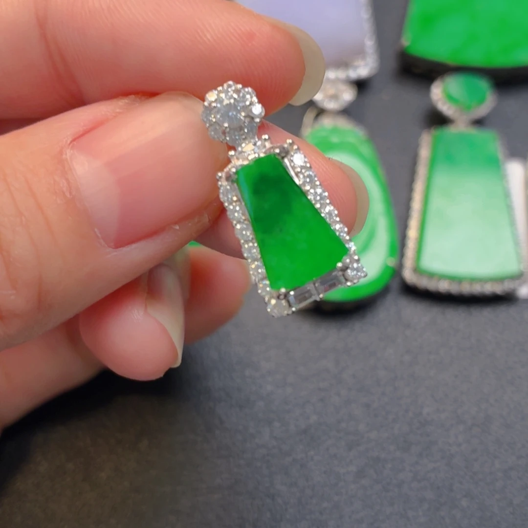 翡翠银S925镶嵌吊坠(不含链)