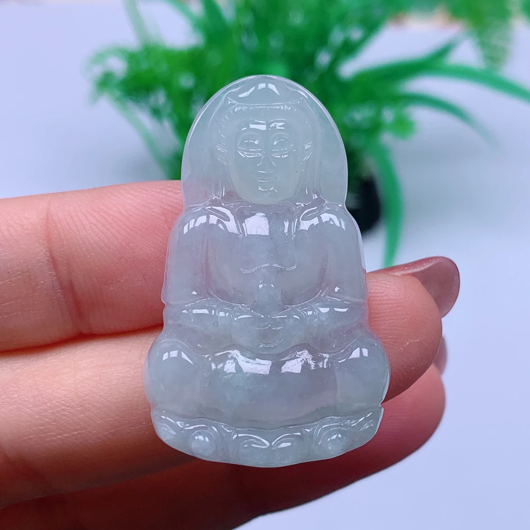 缅甸天然A货翡翠，冰润观音 编号446/219尺寸38.2-23.9-4.5