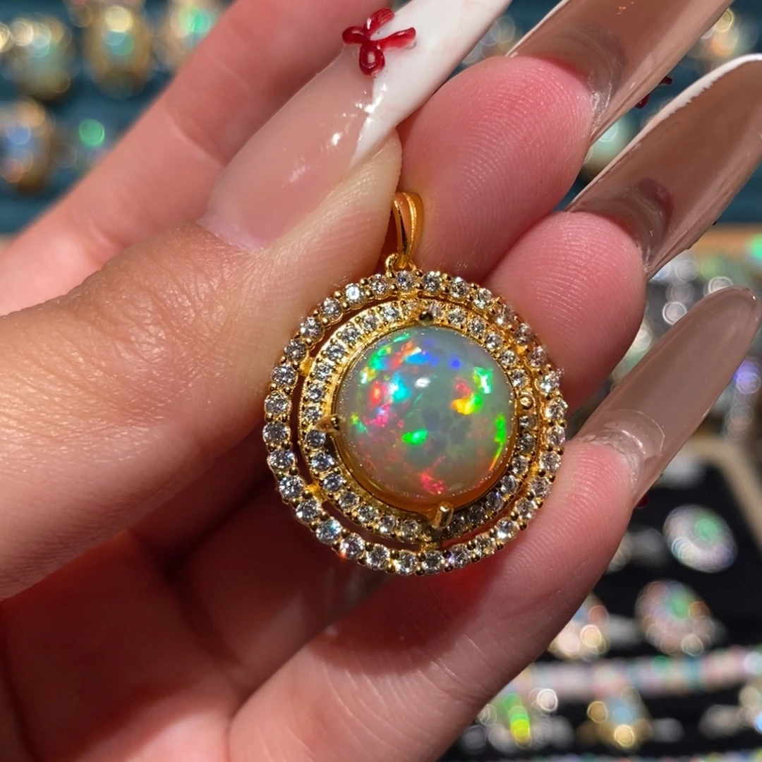 欧泊银S925镶嵌吊坠