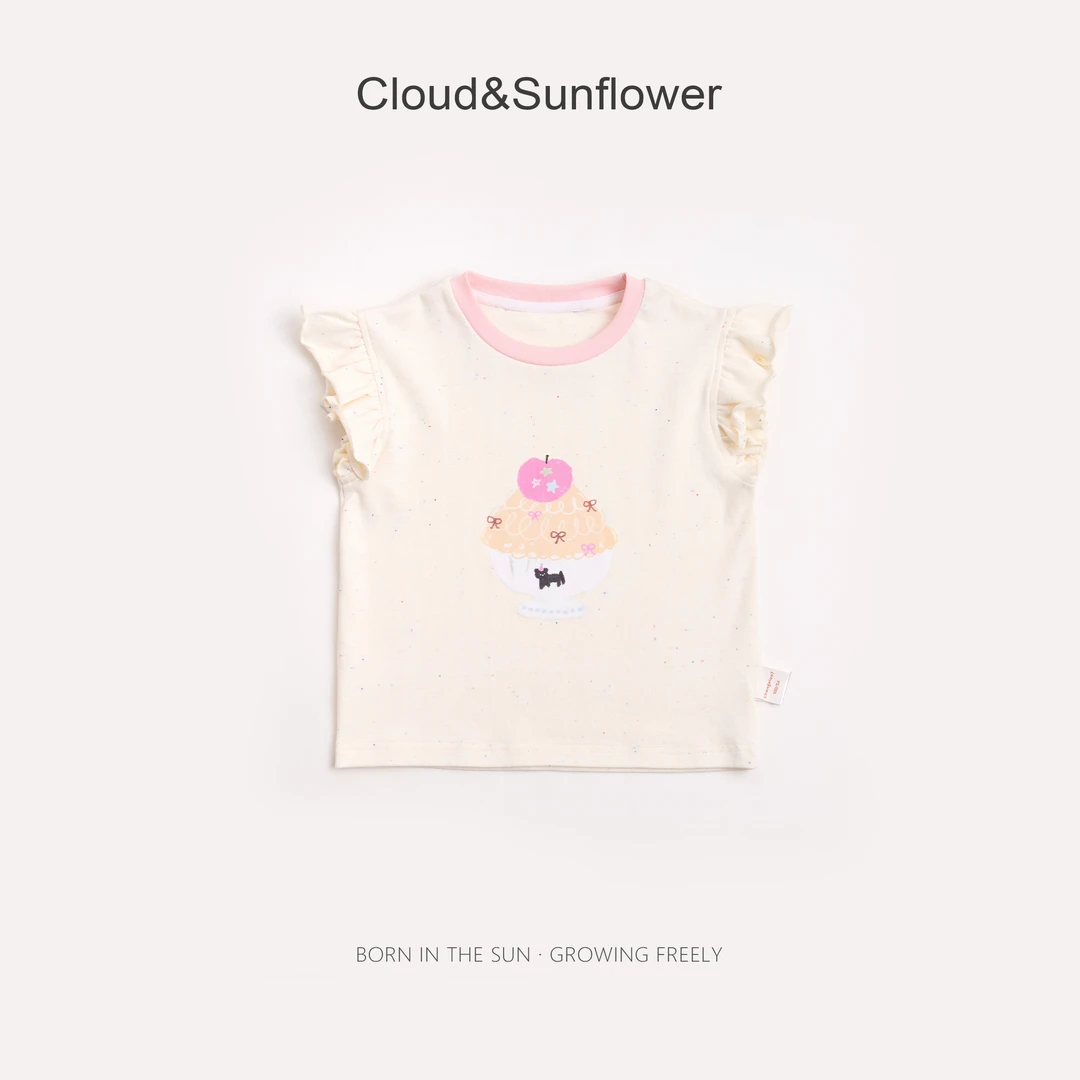 【云朵小葵】女童夏季甜点苹果蛋糕飞袖休闲T恤991202