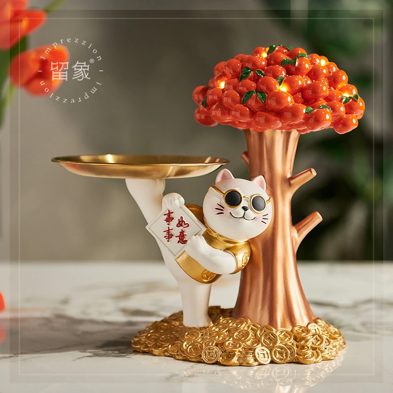 招财猫入户玄关摆件钥匙收纳进门口鞋柜客厅家居饰品乔迁新居礼品