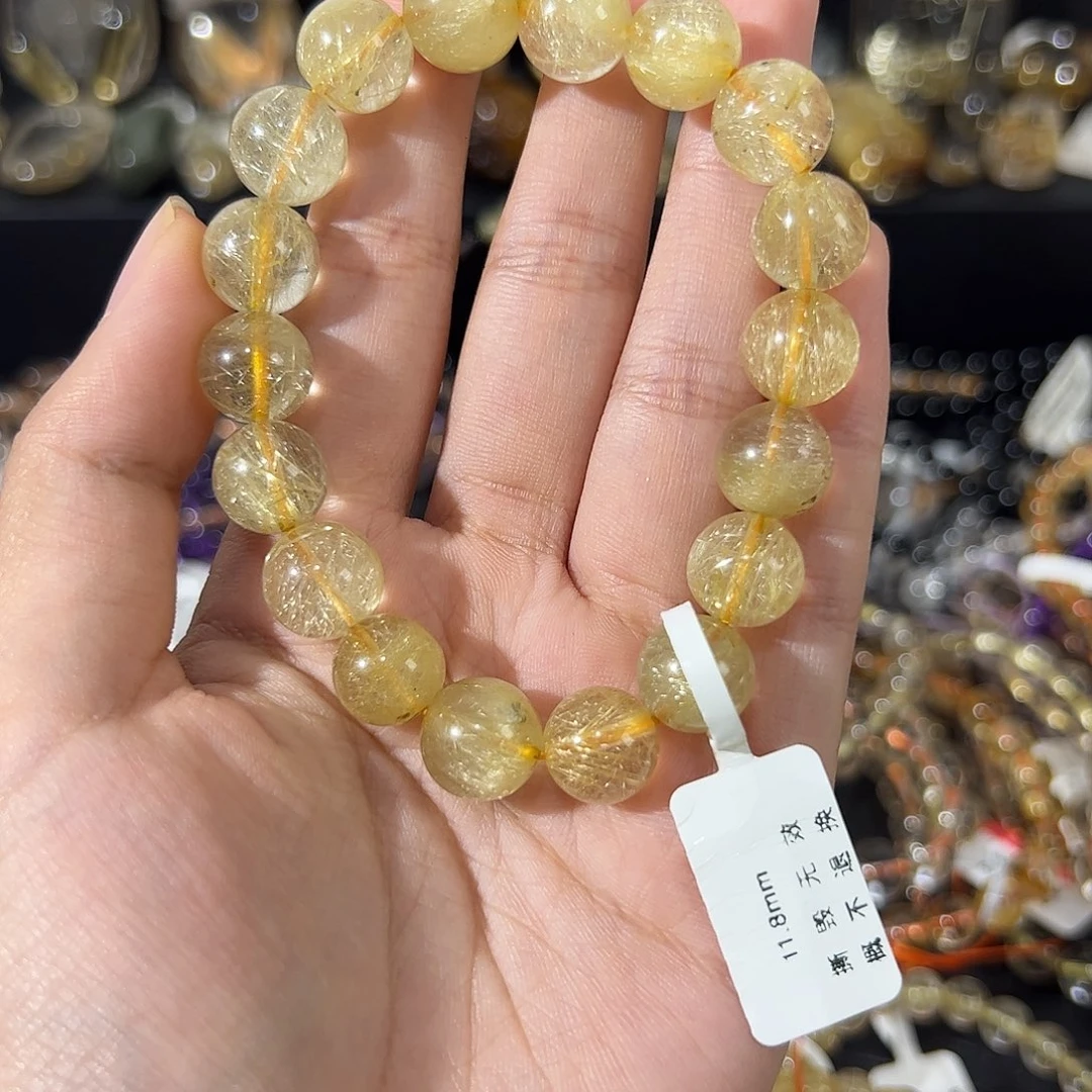 水晶手串未镶嵌天然金发晶