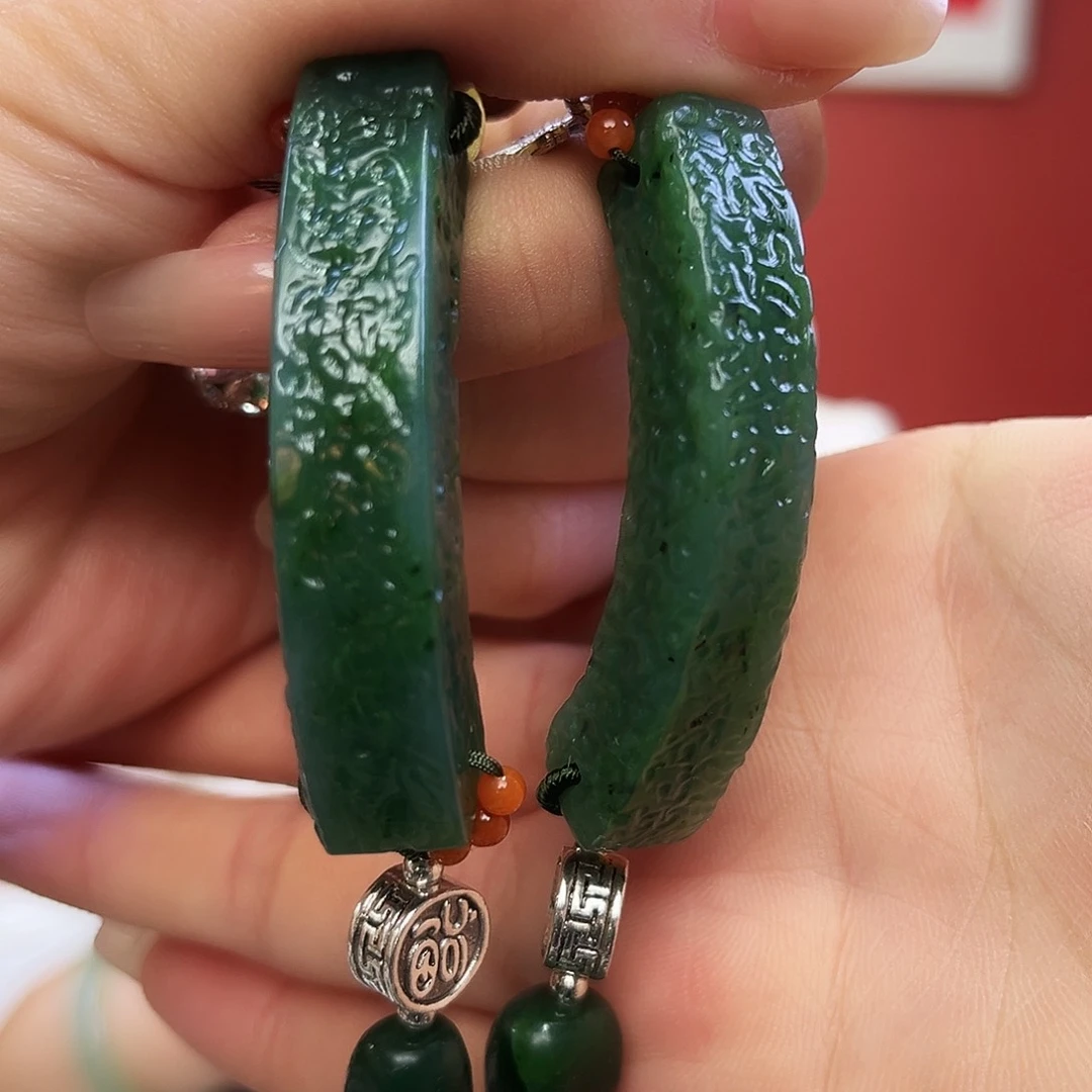 和田玉（碧玉）手链未镶嵌方糖发其一