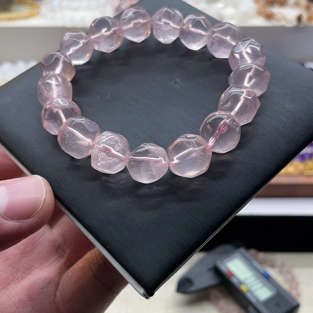 未镶嵌手串水晶12mm左右粉水晶菠萝珠