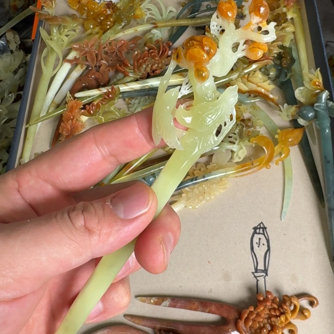 岫玉发饰未镶嵌明君玉簪就是好看