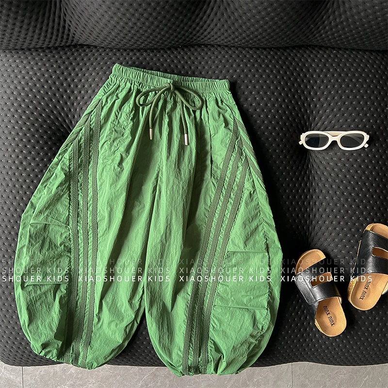 【小饭团】【不焦绿】新-男女童夏季薄款伞兵裤宽松九分裤子HBB7517