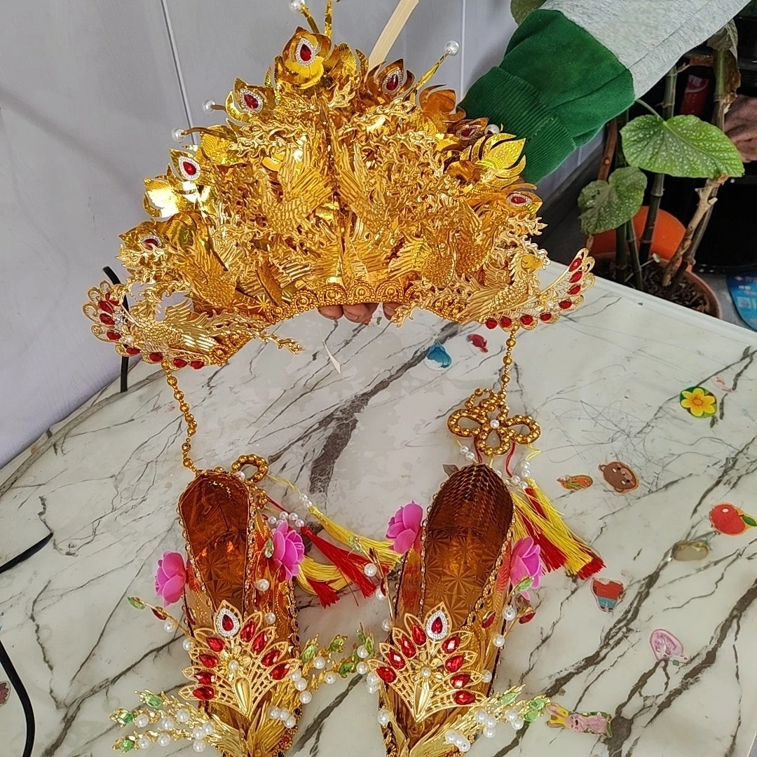 王母娘娘泰山奶奶各路女仙家纸质凤冠女仙家女神仙帽子九凤凤冠