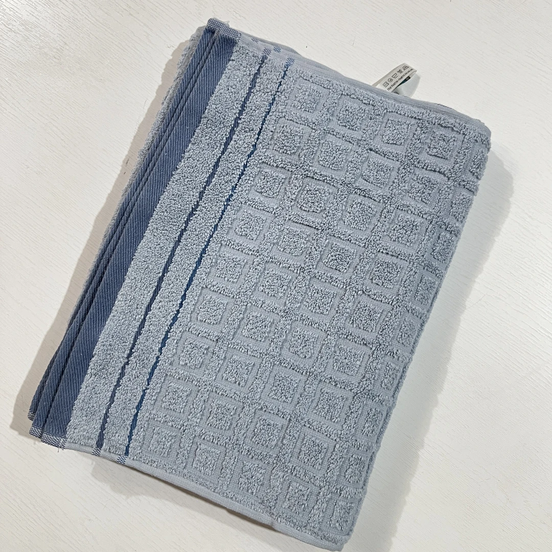 3条装纯棉毛巾32x70cm成人吸水速干柔软不掉毛洗脸巾蓝色KUPU款