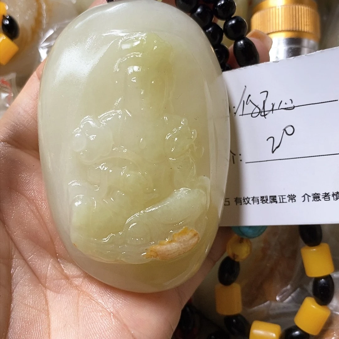 石材你****乐古青石手把件