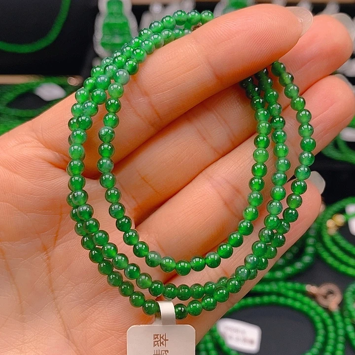 翡翠未镶嵌耳饰天然A货翡翠珠链3.4