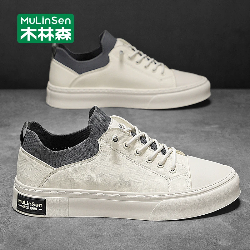 木林森男鞋2025新款秋季透气男士板鞋厚底增高运动休闲小白鞋男款