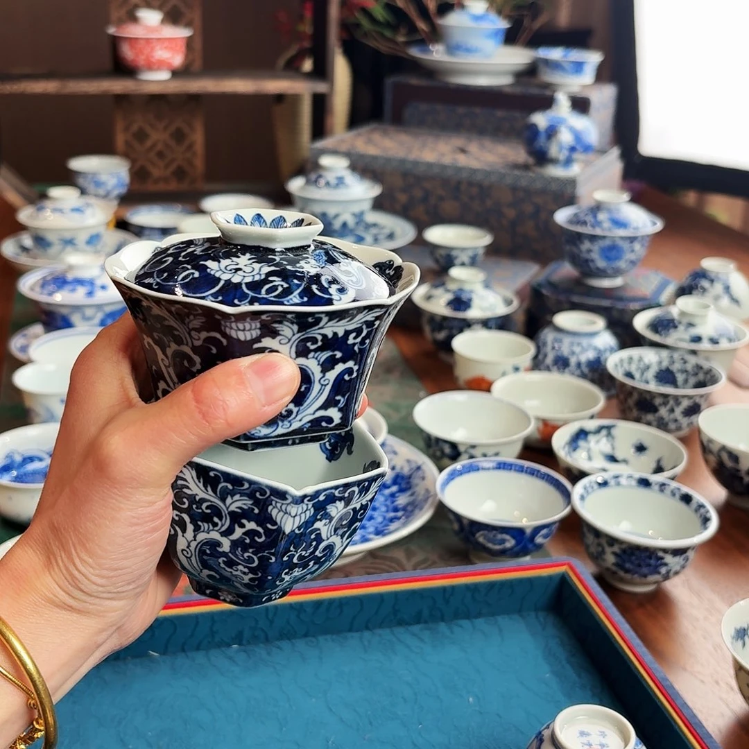 冰*仓唐龙六方盖碗➕唐龙六方杯子