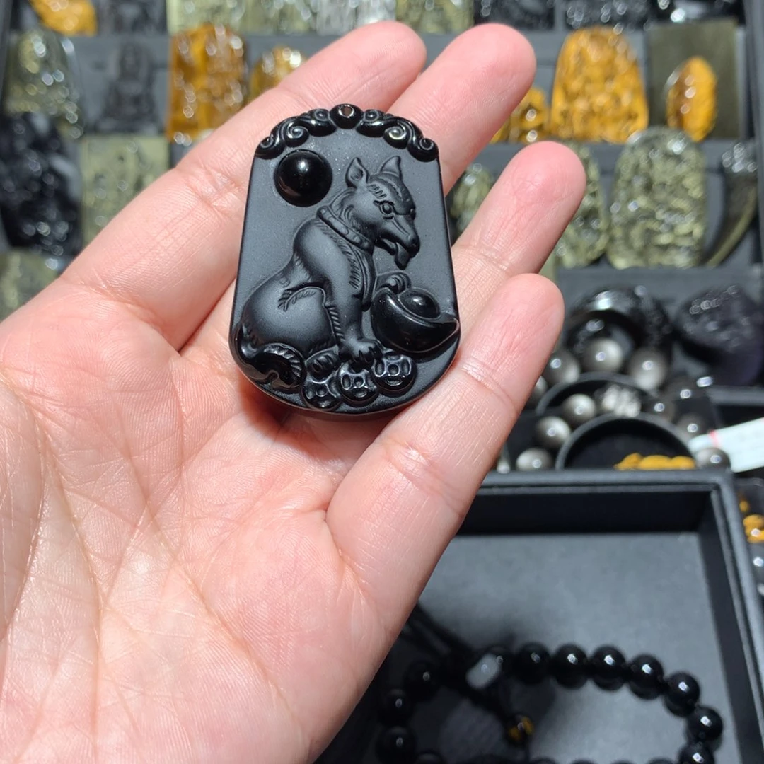 黑曜岩吊坠(赠链)未镶嵌梦**洋