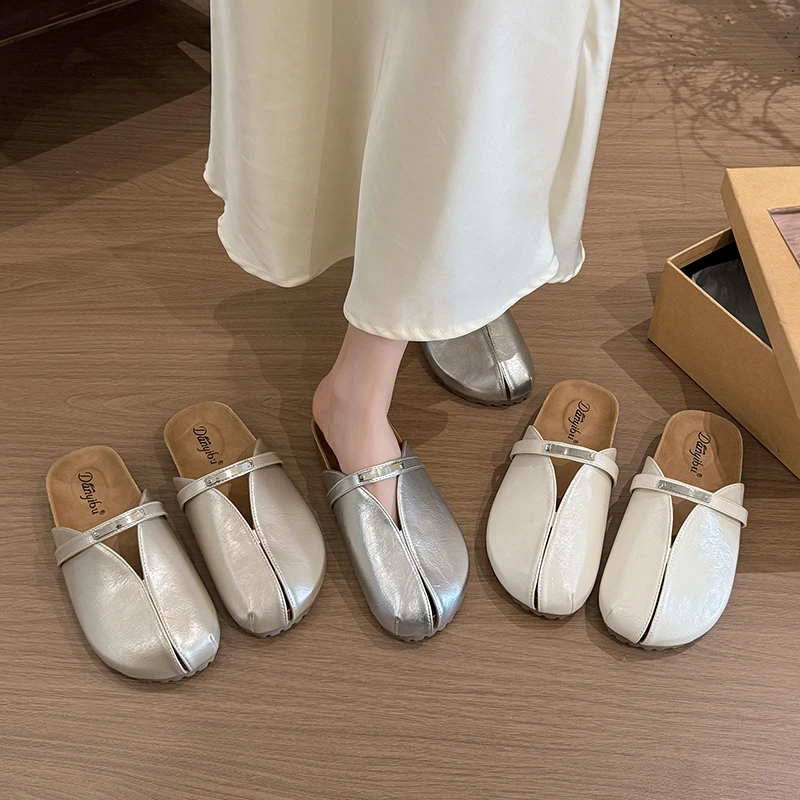 法式包头拖鞋女增高2025年夏季韩版森系复古仙女风外穿ins夏