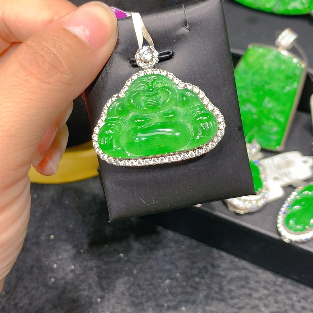 颈饰银S925镶嵌翡翠00855