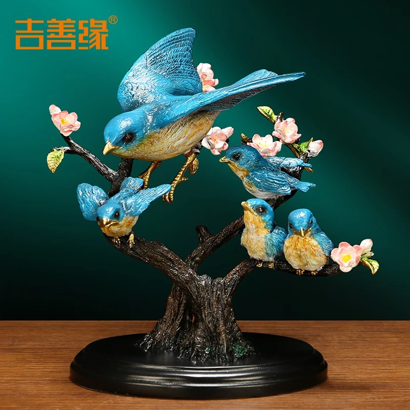 《喜上枝头》喜鹊铜摆件中式客厅玄关酒柜装饰品乔迁结婚送新人礼物