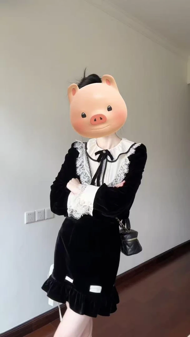 2026年春季新款千金感气质蝴蝶结蕾丝拼接上衣高腰短裙两件套装