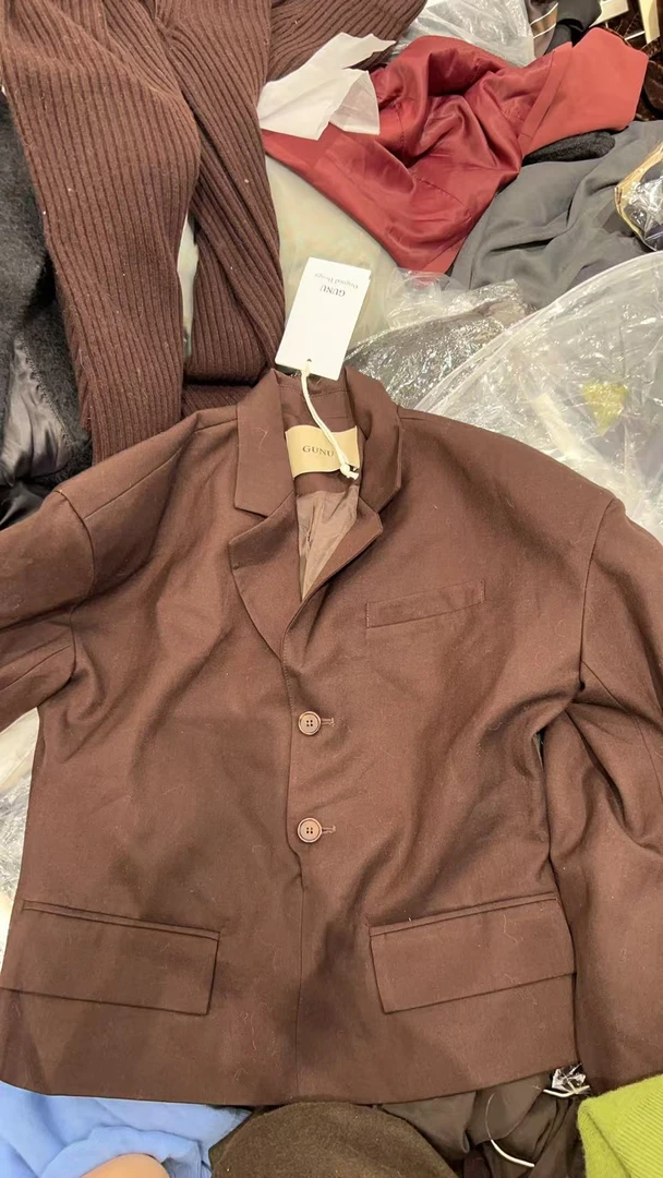 口袋长款拼接法式宽松型长袖西装女士秋款秋季春秋2162