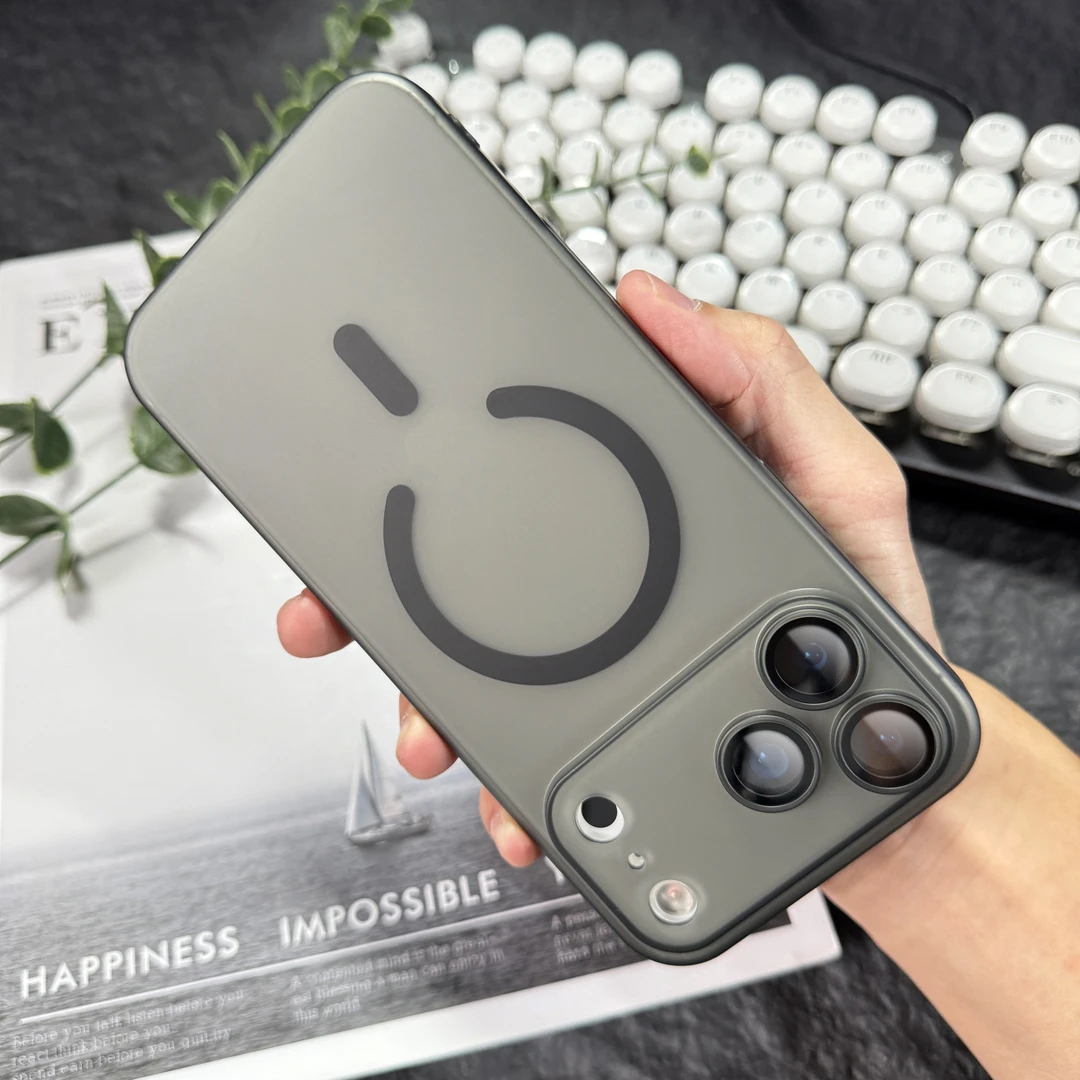 冰雾精孔磨砂磁吸手机壳适用IP17PROMAX全包16PRO防摔镜头膜硬壳