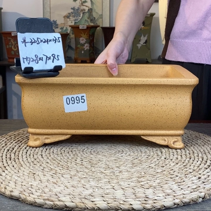 紫砂花盆 放漏特惠柴烧云角大长方0995