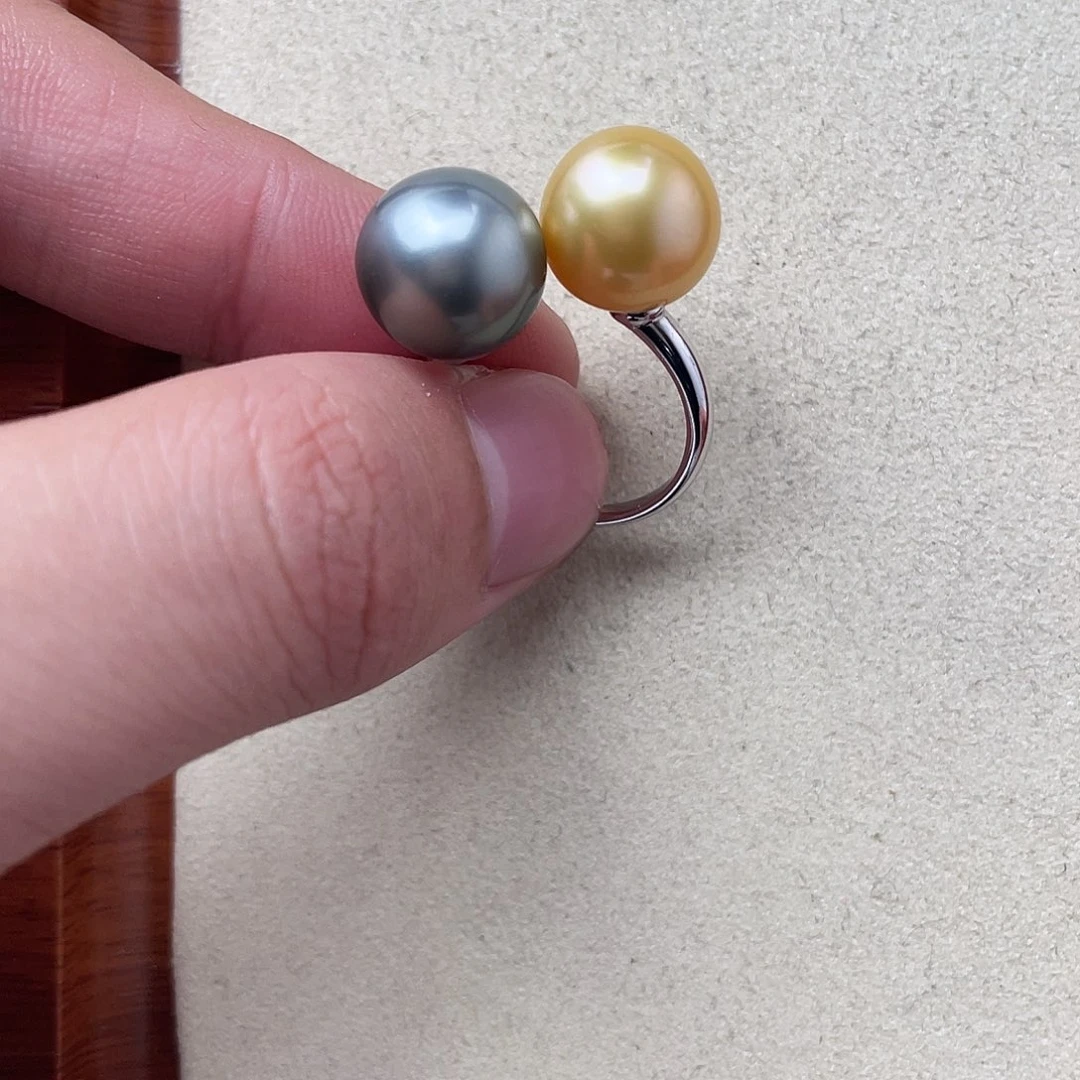 戒指海水珍珠银S925镶嵌