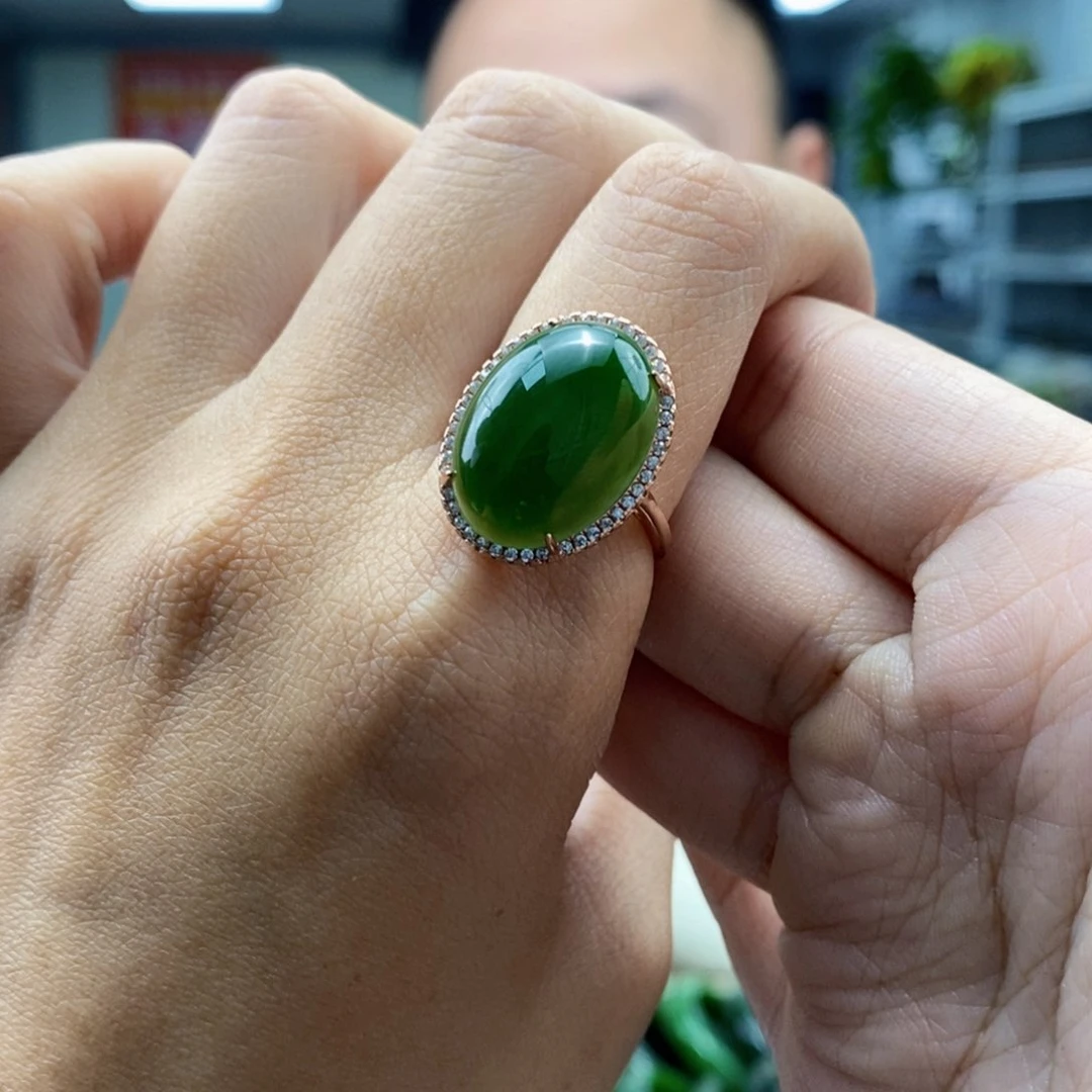 和田玉戒指银S925镶嵌多样性发货 拍一发一