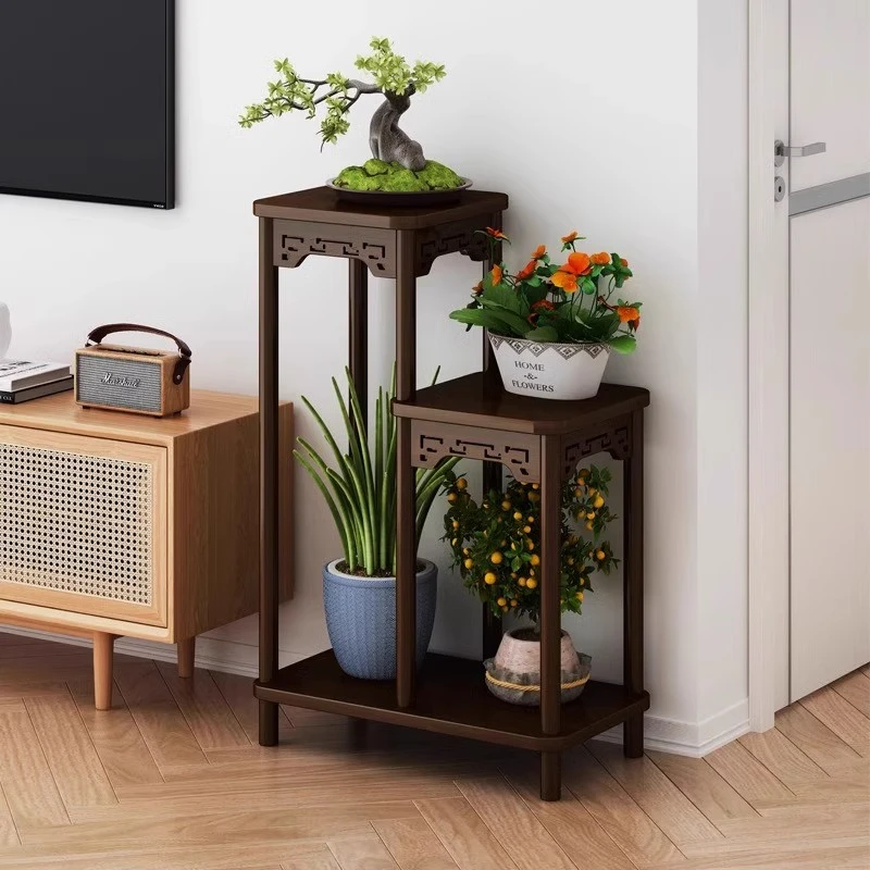 新中式花架子花几宋式花盆托架阳台落地置物架花台造景摆件架