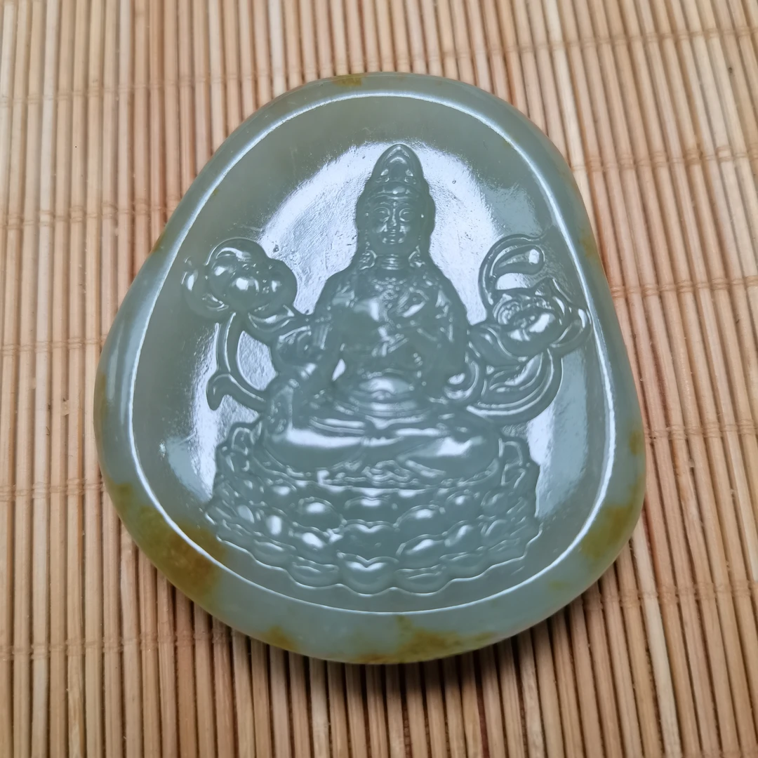 和田玉莲花观音63g