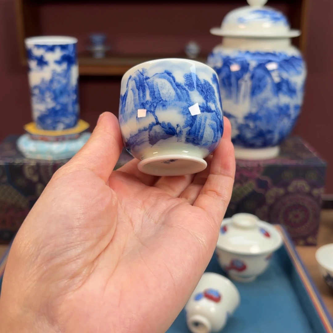 青花山水小圆融杯
