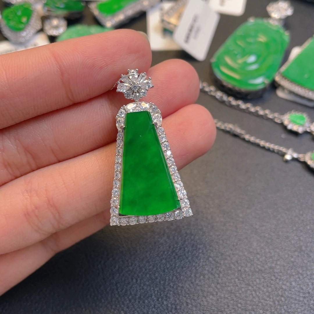 翡翠银S925镶嵌吊坠(不含链)