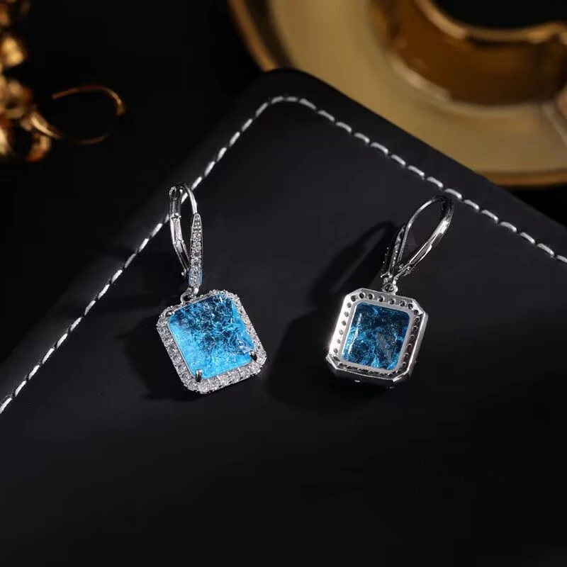 铜合金耳饰 《货号1567》蓝色冰糖吊坠