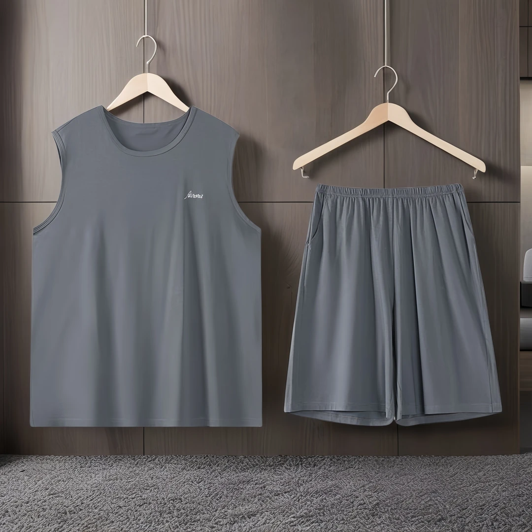 男士睡衣无袖夏季睡衣两件套日系套装莫代尔睡衣男款爆款2025新款