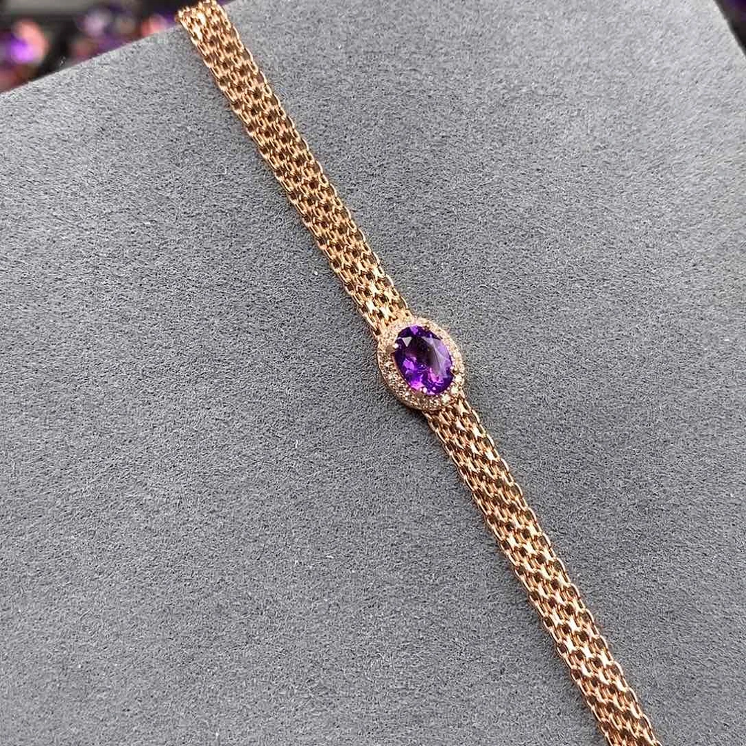 水晶手链银S925镶嵌天然