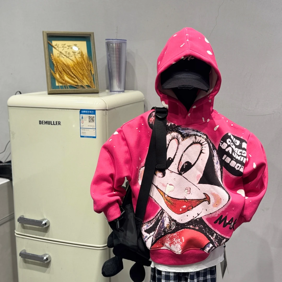 马 2025【Y】12月25日 儿童时尚潮酷粉色加绒米奇连帽卫衣3303-