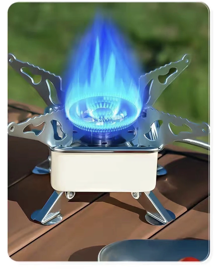 户外四方折叠卡式炉加长气管 露营野餐 奶白色