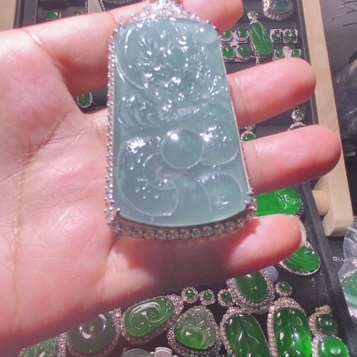 吊坠(不含链)银S925镶嵌翡翠60