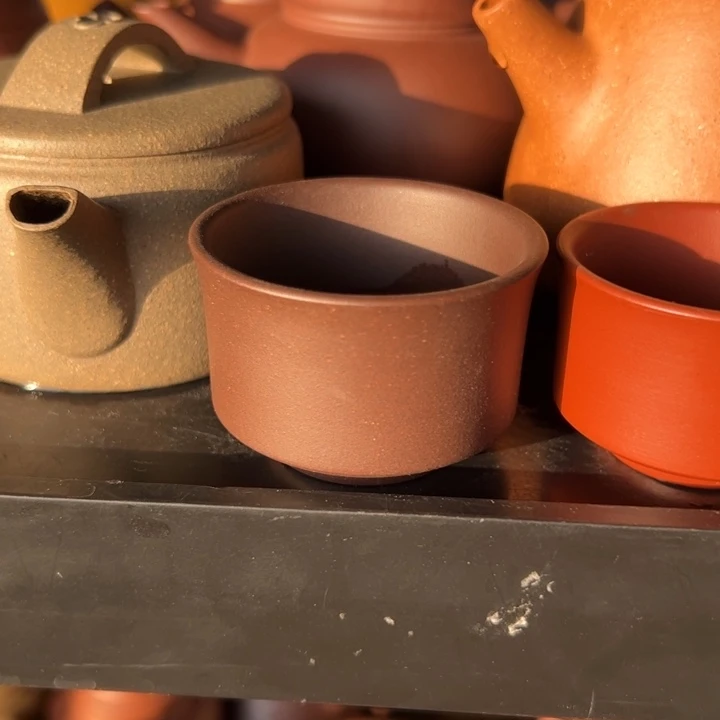 紫砂开播福利小多只100cc五彩段紫泥小杯子3只