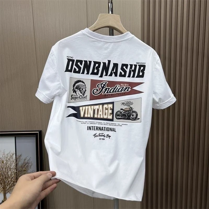 雅鹿高品质新款t恤男短袖夏季新款男士潮牌时尚体恤衫半袖上衣ins