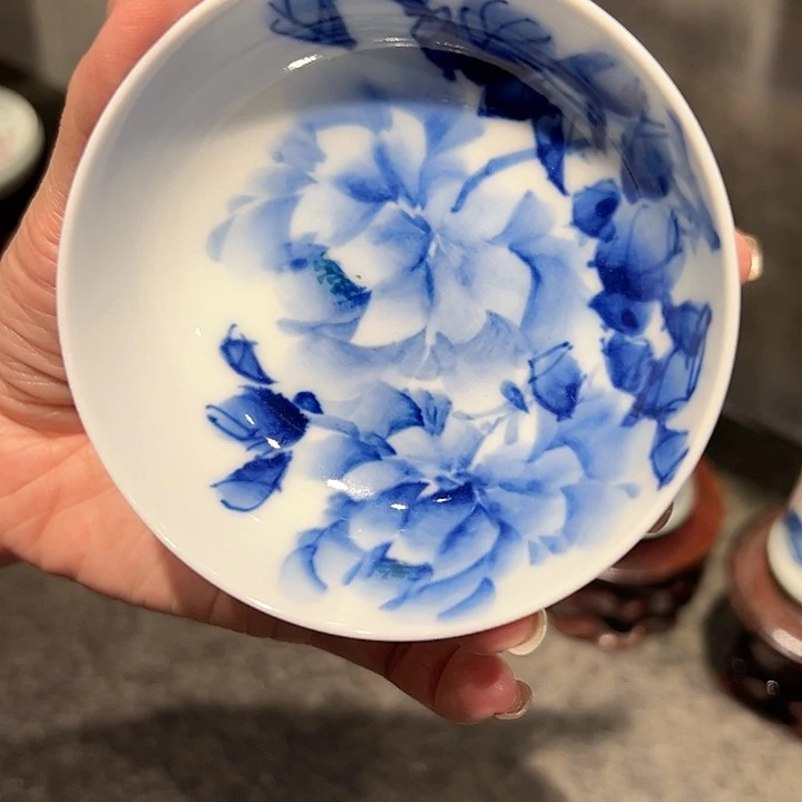 摆件景德镇高温瓷器手绘牡丹普洱杯