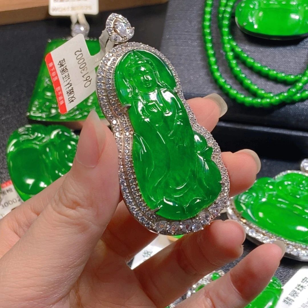 翡翠银S925镶嵌吊坠(不含链)