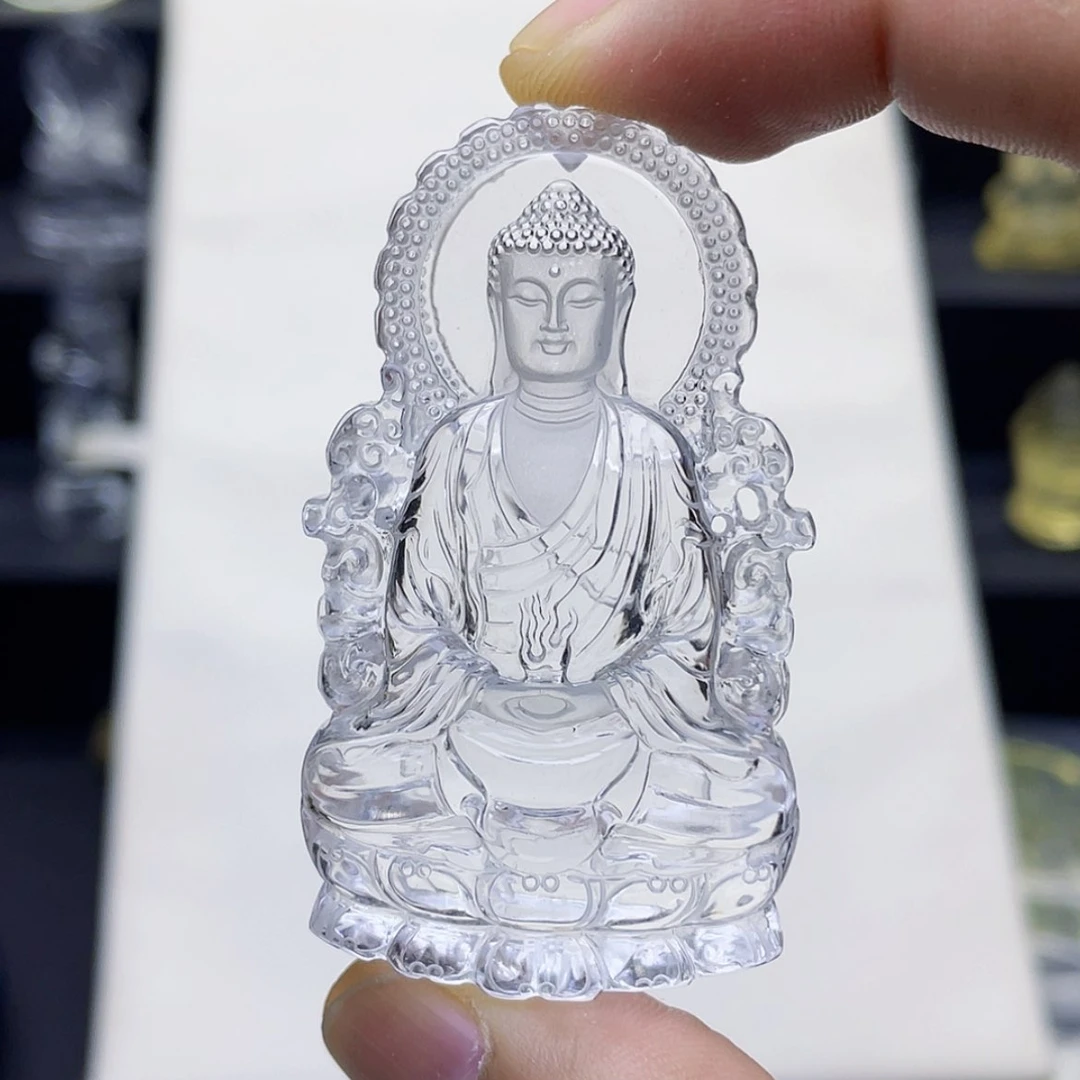 【闪购商品】水晶颈饰未镶嵌L**军白水晶大师精雕大日如来吊坠