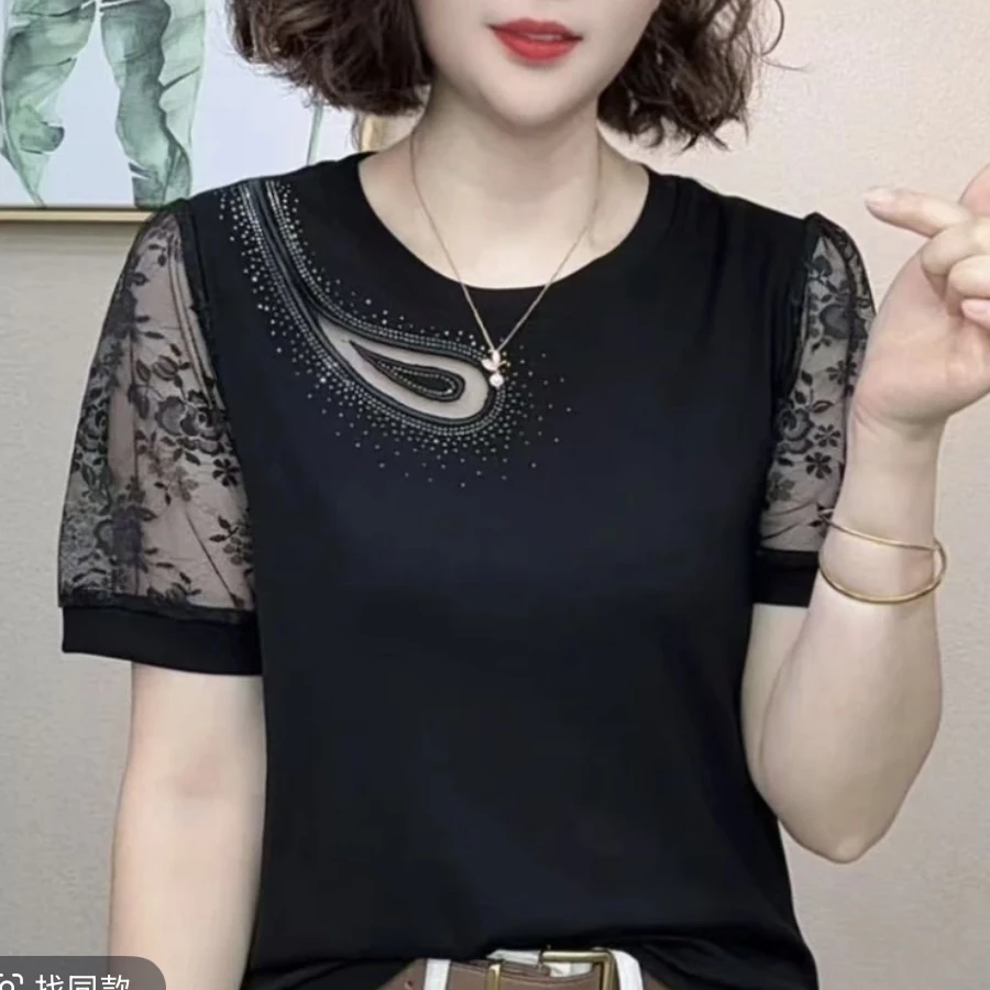 2025新款时尚洋气百搭圆领显瘦短袖女T恤上衣