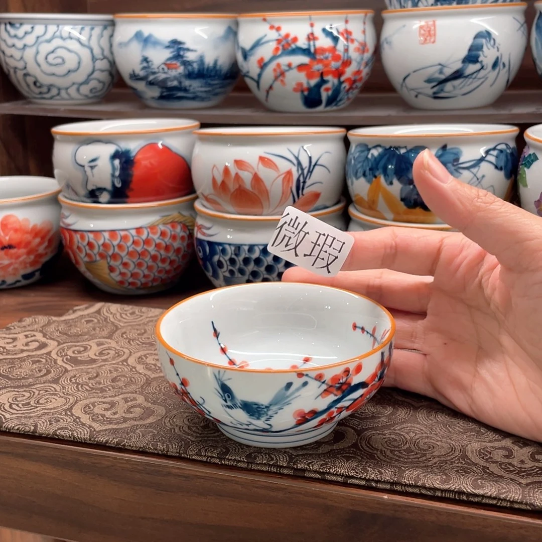 釉下手绘茶具微瑕