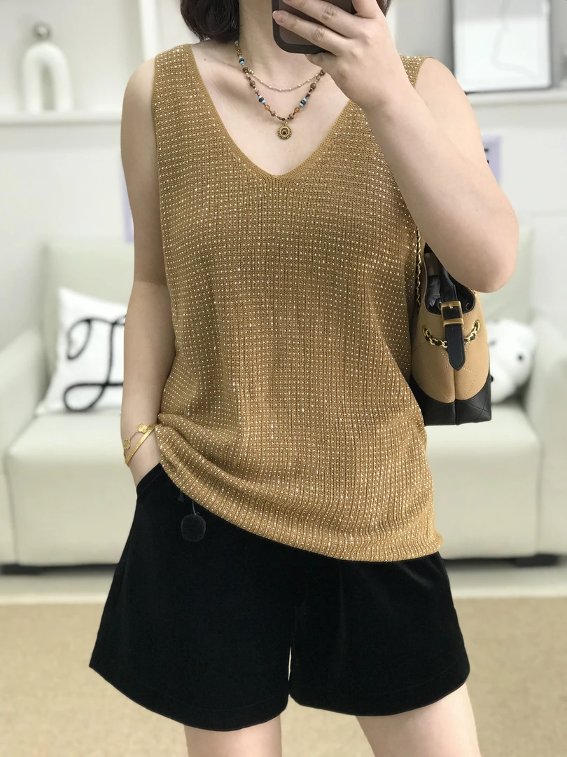 {莹莹推荐}妃7582秋季大码女装满天星内搭背心