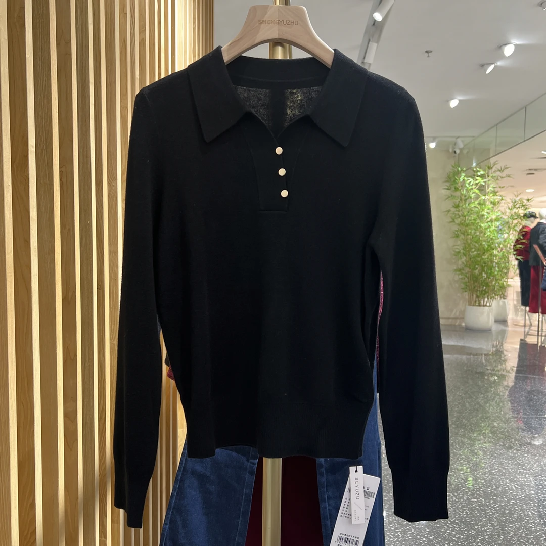 声雨竹7R736女秋冬套头款极简风毛针织衫上衣秋冬毛衣针织衫翻领